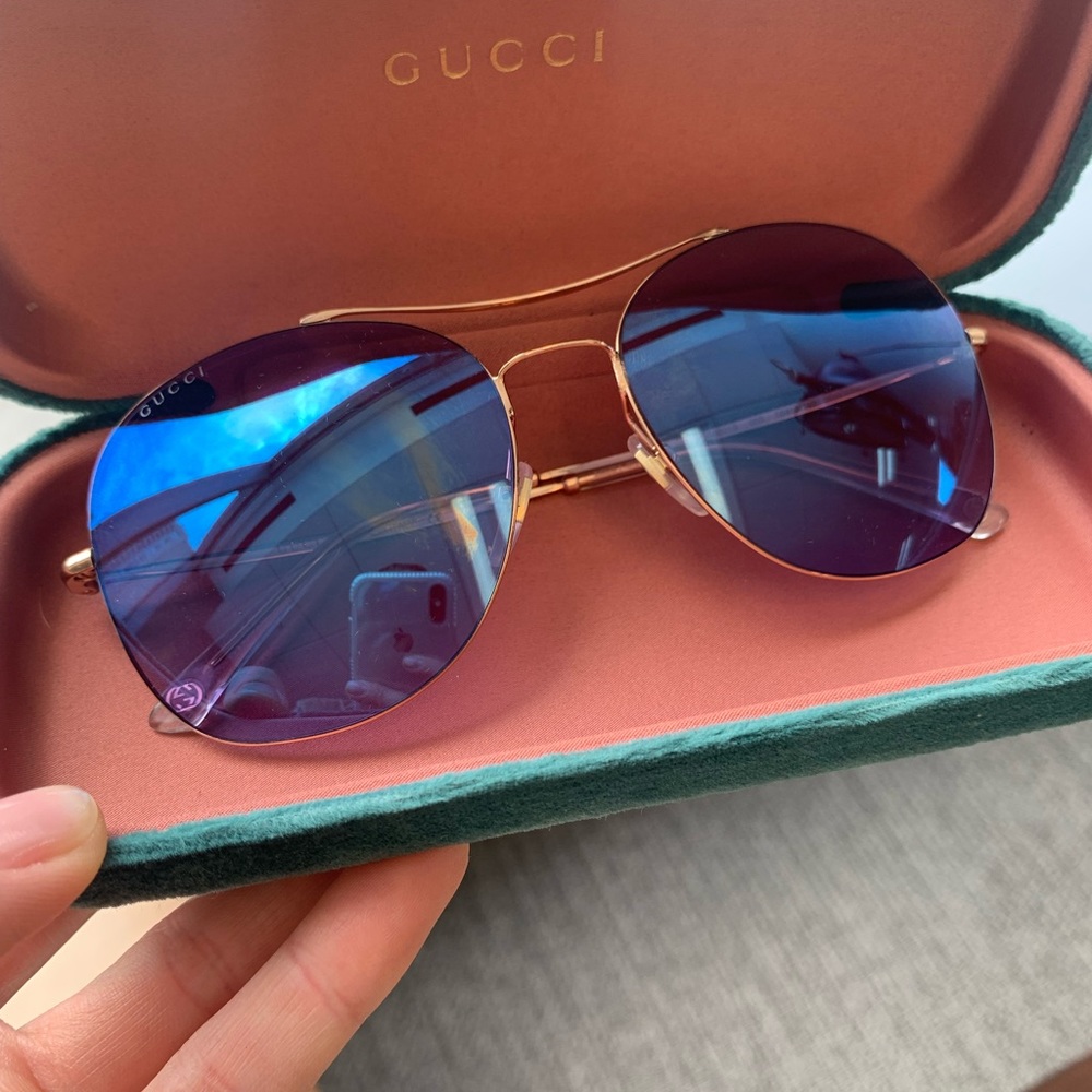 Gucci Sunglasses Blue+ Gold frame